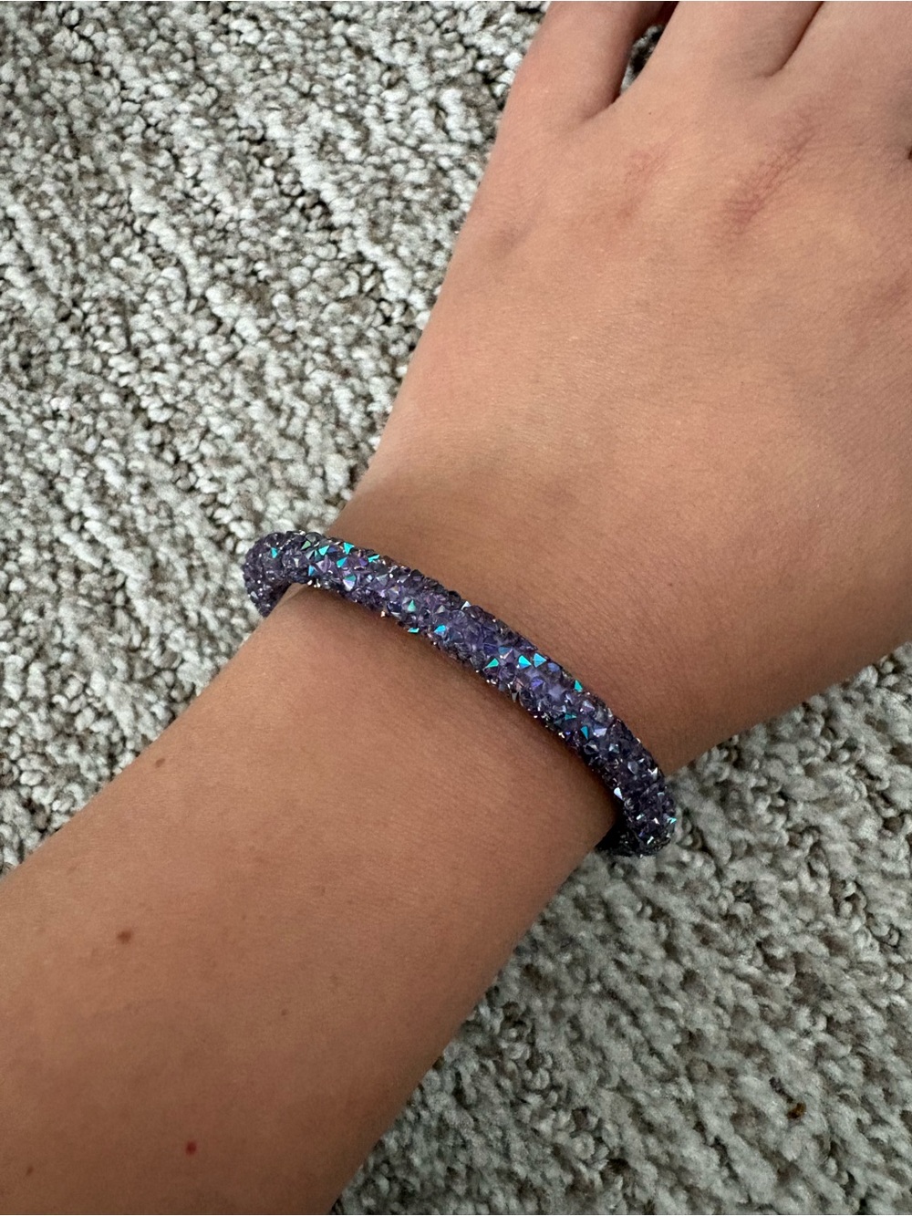 Swarovski Purple Crystal Bangle Bracelet with Silver Accents